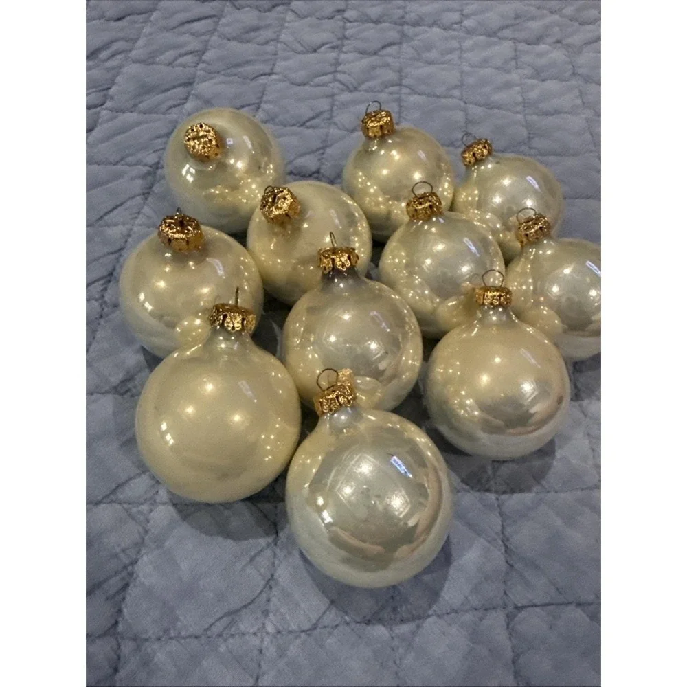 Vintage Set Of 11 Champagne Color Mercury Glass Ornaments 3in Germany